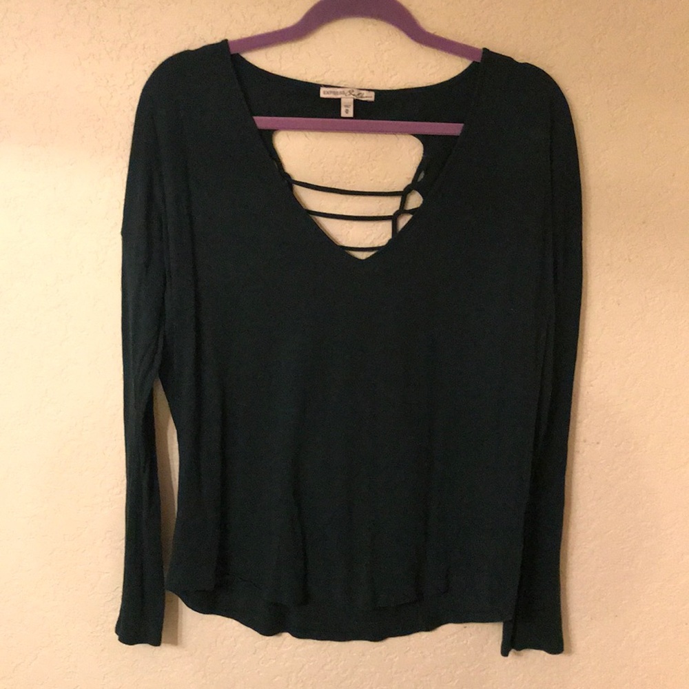 Dark green blouse with cut out back. Express. M.